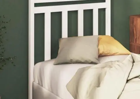 Tăblie de pat, alb, 106x4x100 cm, lemn masiv de pin - 3/5