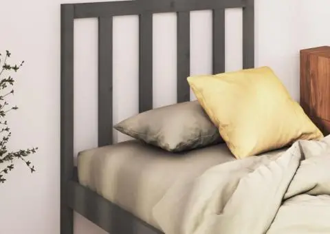 Tăblie de pat, gri, 96x4x100 cm, lemn masiv de pin - 1/5