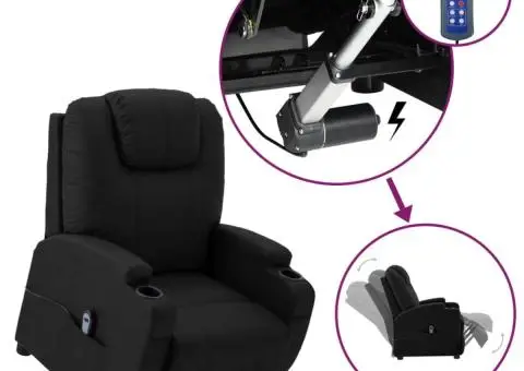 Fotoliu cu ridicare, negru, piele ecologică - 1/5