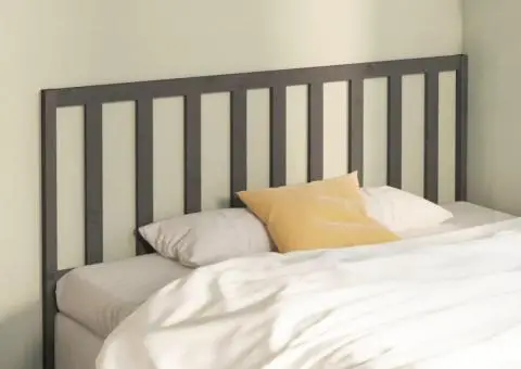 Tăblie de pat, gri, 206x4x100 cm, lemn masiv de pin - 3/5