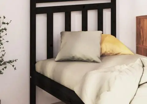 Tăblie de pat, negru, 96x4x100 cm, lemn masiv de pin - 1/5