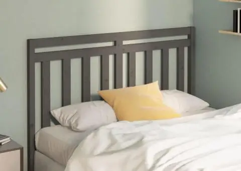 Tăblie de pat, gri, 156x4x100 cm, lemn masiv de pin - 3/5