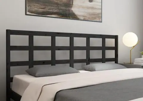 Tăblie de pat, negru, 205,5x4x100 cm, lemn masiv de pin - 5/5