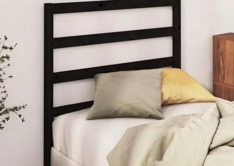 Tăblie de pat, negru, 81x4x100 cm, lemn masiv de pin - 3/5