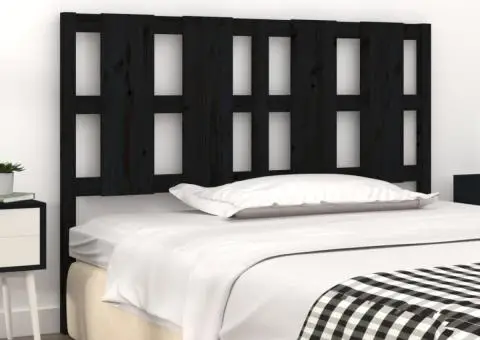 Tăblie de pat, negru, 145,5x4x100 cm, lemn masiv de pin - 3/5