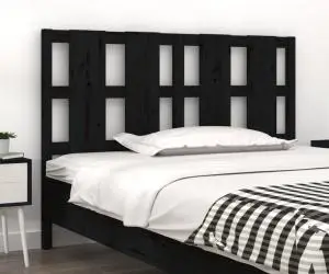 vidaXL Tăblie de pat, negru, 140,5x4x100 cm, lemn masiv de pin