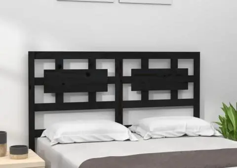 Tăblie de pat, negru, 185,5x4x100 cm, lemn masiv de pin - 1/5