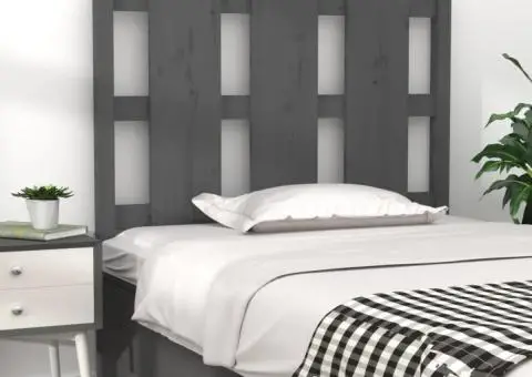 Tăblie de pat, gri, 105,5x4x100 cm, lemn masiv de pin - 1/5