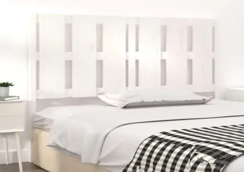 Tăblie de pat, alb, 155,5x4x100 cm, lemn masiv de pin - 3/5