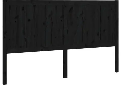 Tăblie de pat, negru, 125,5x4x100 cm, lemn masiv de pin - 2/5