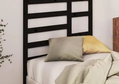 Tăblie de pat, negru, 106x4x104 cm, lemn masiv de pin - 3/5