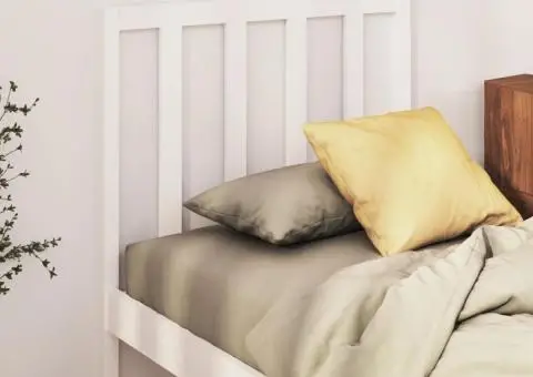 Tăblie de pat, alb, 96x4x100 cm, lemn masiv de pin - 1/5