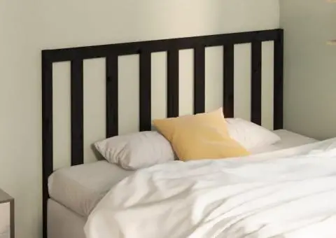 Tăblie de pat, negru, 156x4x100 cm, lemn masiv de pin - 3/5