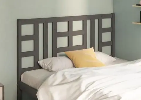 Tăblie de pat, gri, 126x4x100 cm, lemn masiv de pin - 1/5