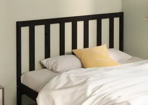 Tăblie de pat, negru, 126x4x100 cm, lemn masiv de pin - 1/5