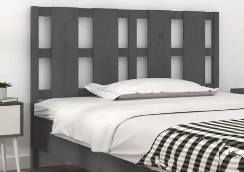 Tăblie de pat, gri, 125,5x4x100 cm, lemn masiv de pin - 1/5