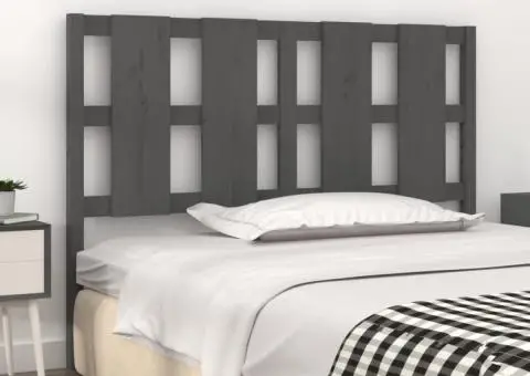 Tăblie de pat, gri, 125,5x4x100 cm, lemn masiv de pin - 3/5