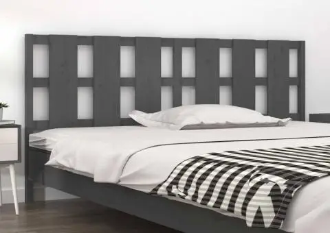 Tăblie de pat, gri, 205,5x4x100 cm, lemn masiv de pin - 1/5