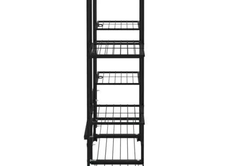 Suport pentru flori cu roți, 94,5x24,5x91,5 cm, negru, fier - 4/5