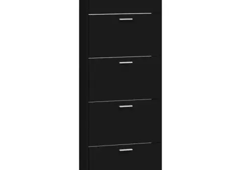 Pantofar, negru, 59x17x169 cm, lemn compozit - 5/5