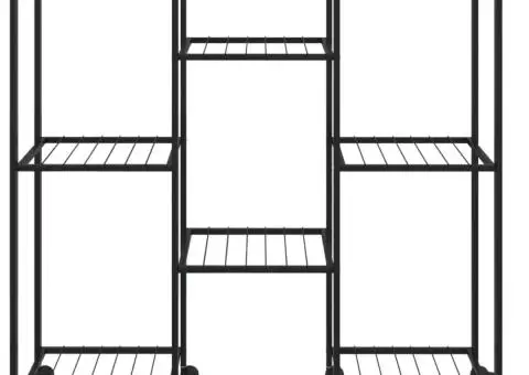 Suport pentru flori cu roți, 83x25x83,5 cm, negru, fier - 3/5