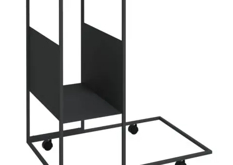 Masă laterală cu roți, negru, 55x36x63,5 cm, lemn prelucrat - 2/5