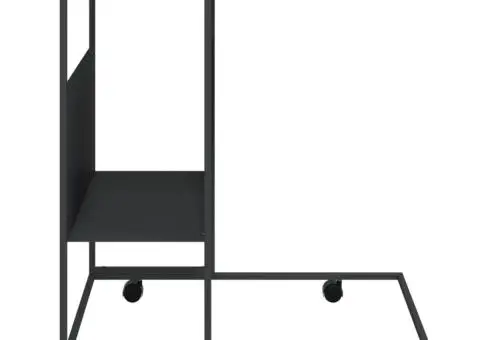 Masă laterală cu roți, negru, 55x36x63,5 cm, lemn prelucrat - 3/5