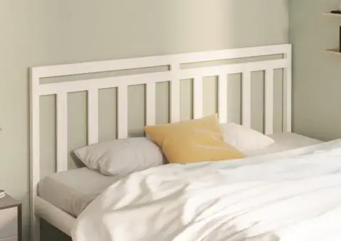 Tăblie de pat, alb, 206x4x100 cm, lemn masiv de pin - 1/5