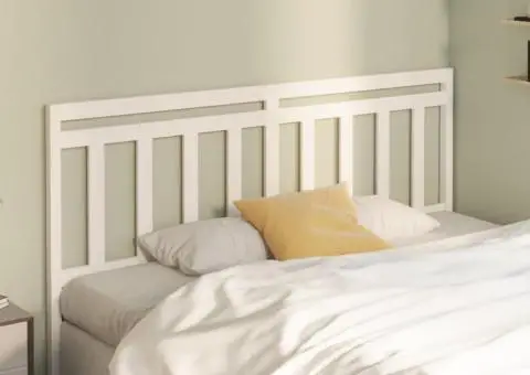 Tăblie de pat, alb, 206x4x100 cm, lemn masiv de pin - 3/5