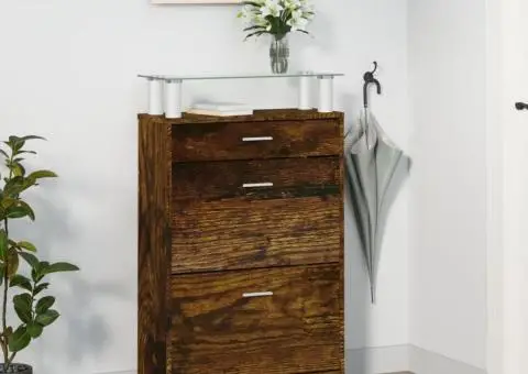 Pantofar, stejar fumuriu, 63x24x104 cm, lemn prelucrat - 3/5