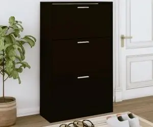 Pantofar, negru, 63x24x103 cm, lemn compozit