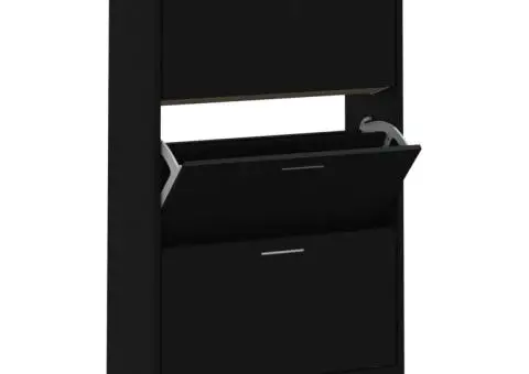 Pantofar, negru, 63x24x103 cm, lemn compozit - 2/5