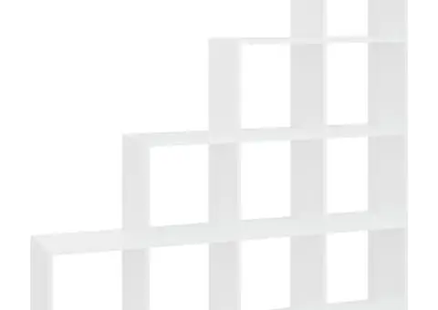 Bibliotecă în trepte, alb extralucios, 142 cm, lemn compozit - 2/5