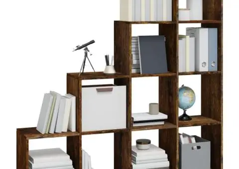 Bibliotecă în trepte, stejar fumuriu, 142 cm, lemn compozit - 3/5