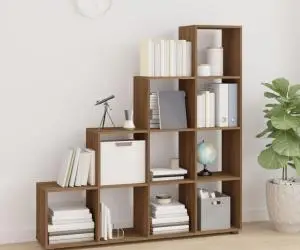 vidaXL Bibliotecă în trepte, stejar maro, 142 cm, lemn compozit