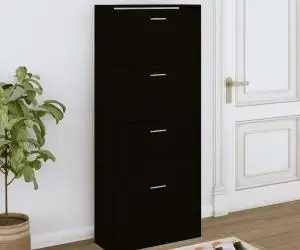 vidaXL Pantofar, negru, 63x24x147 cm, lemn compozit