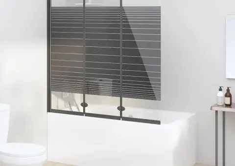 Cabină de duș pliabilă, 3 panouri, negru, 130x130 cm, ESG - 1/5