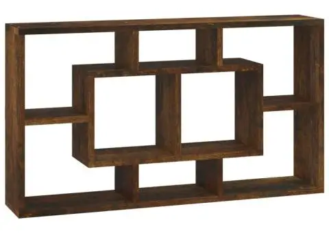 Raft prezentare de perete 8 compartimente, stejar fumuriu - 2/5