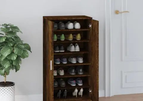 Pantofar, stejar fumuriu, 55x35x108 cm, lemn prelucrat - 3/5