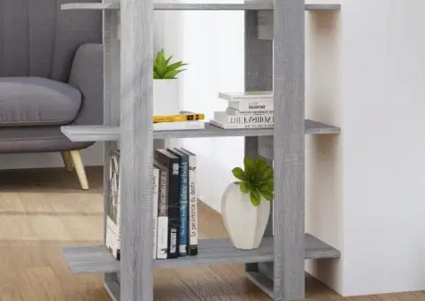 Bibliotecă/Separator cameră, gri sonoma, 80x30x87 cm - 1/5