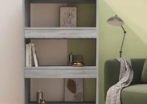 Bibliotecă/Separator cameră, gri sonoma, 60x30x103 cm, PAL - 3/5