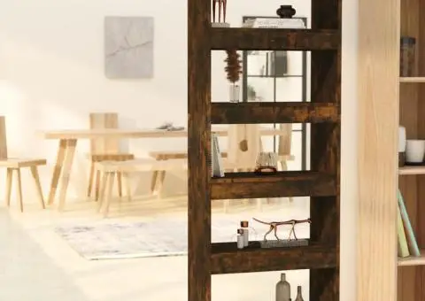 Bibliotecă/Separator stejar afumat 60x30x166 cm, lemn prelucrat - 1/5