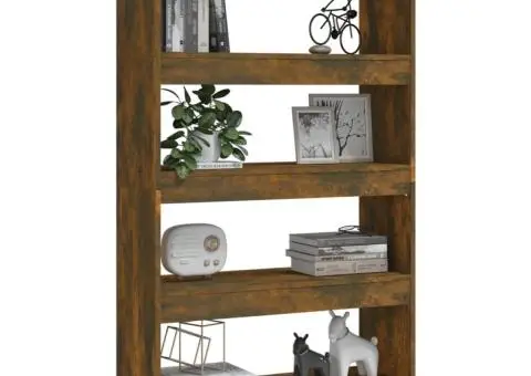 Bibliotecă/Separator cameră, stejar fumuriu, 80x30x135 cm PAL - 4/5