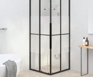 vidaXL Cabină de duș, negru, 70x70x180 cm, ESG semi-mată