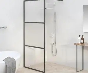 vidaXL Perete cabină duș walk-in negru 80x195 cm Sticlă ESG semi-mată