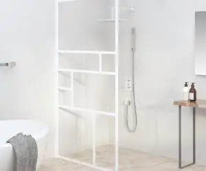 vidaXL Perete pentru cabină de duș walk-in, alb, 100x195cm, sticlă ESG