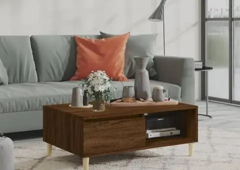 Masă de cafea, stejar maro, 90x60x35 cm, lemn compozit - 1/5