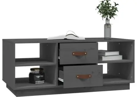 Măsuță de cafea, gri, 100x50x41 cm, lemn masiv de pin - 4/5