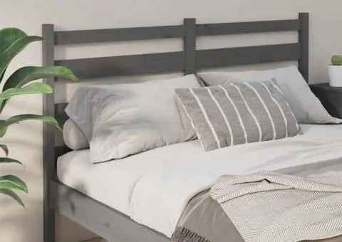 Tăblie de pat, gri, 126x4x100 cm, lemn masiv de pin - 3/5