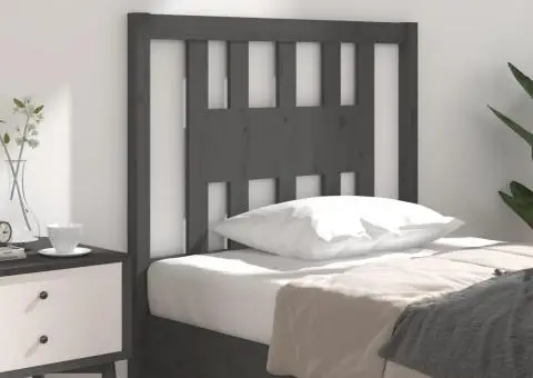 Tăblie de pat, gri, 81x4x100 cm, lemn masiv de pin - 1/5